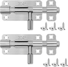 2 Chiavistelli per Porta in Acciaio Inox, 100 Mm, Chiavistello per Mobili, Serra