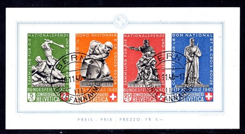 Svizzera 1940 blocco5 usato - svizzera,