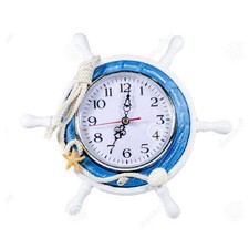 OROLOGIO DA TAVOLO IN LEGNO A FORMA DI TIMONE BARCA ARREDAMENTO NAUTICA DESIGN