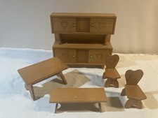 Mobili Giocattolo Vintage -Casa Delle Bambole In Legno, 5 Pezzi Totali