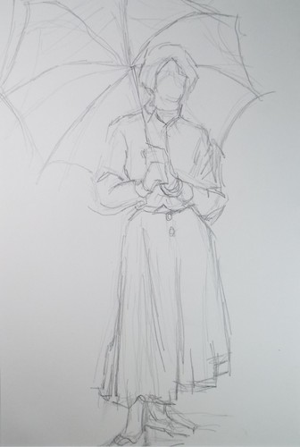 Disegno matita donna con - a, 'donna