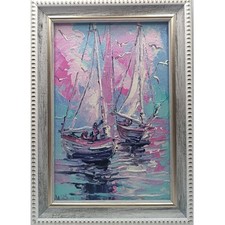 Dipinto olio originale barche