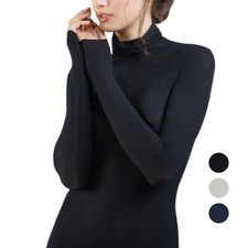 Maglia LANA Donna CASHMERE Manica lunga in lana Sottogiacca Dolcevita Elegante 