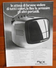 REX 9 POLLICI TV PORTATILE PUBBLICITA' ADVERTISING CM. 35 X 26 DEL 1972 DESIGN