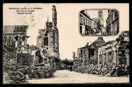 Cpa soissons après 2e - la,