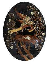 Raro quadro ovale intarsio