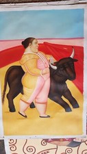 QUADRO DIPINTO OLIO SU TELA FALSO D'AUTORE BOTERO PAINTING 60X90 CM CANVAS