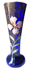 Vase Art Nouveau verre bleu de