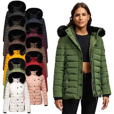 Navahoo giacca invernale donna calda trapuntata giacca corta foderata cappuccio pelliccia sintetica B846