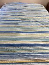 Copripiumino FULL/QUEEN Pottery Barn blu giallo a righe spiaggia cabina estiva