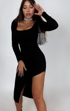 Abito lungo Ampio scollo Spacco laterale vertiginoso!