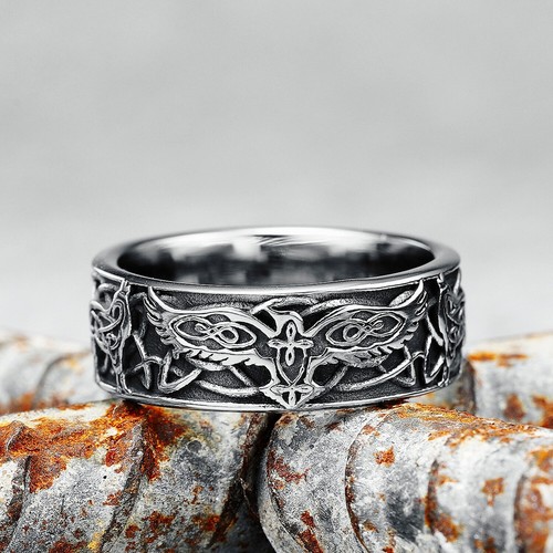 Anello totem fenice acciaio