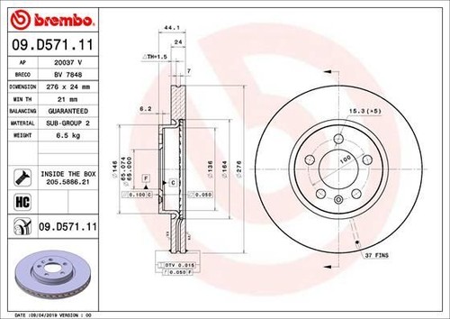 Coppia dischi freno - dischi, brembo