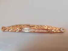 BRACCIALE VINTAGE TENNIS UNISEX METALLO BICOLORE ORO GIALLO E BIANCO CON STRASS 