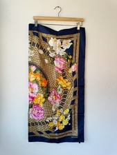 Foulard quadrato Valentino Blu Stampa Floreale 100% seta Pre Owned