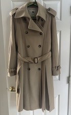 BURBERRY TRENCH LANA CASHMERE DOPPIOPETTO CINTURA MARRONE CHIARO TG 14 USATO IN OTTIME CONDIZIONI