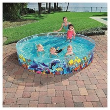 PISCINETTA PISCINA RIGIDA PVC PER BAMBINI 3 ANNI+ FANTASIA MARINA 244X46CM 55031