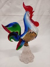 STATUETTA  FORMA  DI  GALLO  IN  VETRO  DI  MURANO,  MULTICOLORE