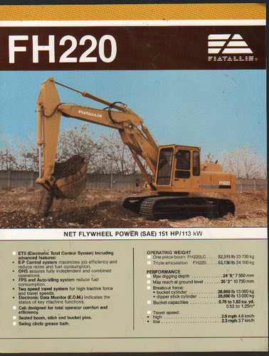 Foglietto brochure escavatore