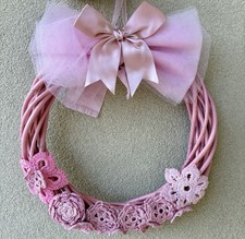 Ghirlanda vimini rosa shabby