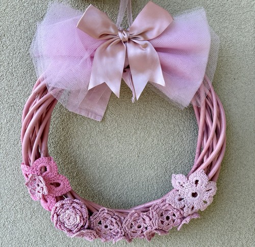 Ghirlanda vimini rosa shabby