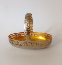 ♥ CIOTOLA CON MANICO VASSIO WMF VINTAGE CESTINO METALLO ARGENTO ORO