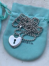 Collana Catena Argento Tiffany & Co. Palline Con Lucchetto Cuore