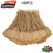 Confezione 100 Etichette Regalo Carta Kraft Con Corda Spago Iuta, Prezzo Merce Vuoto