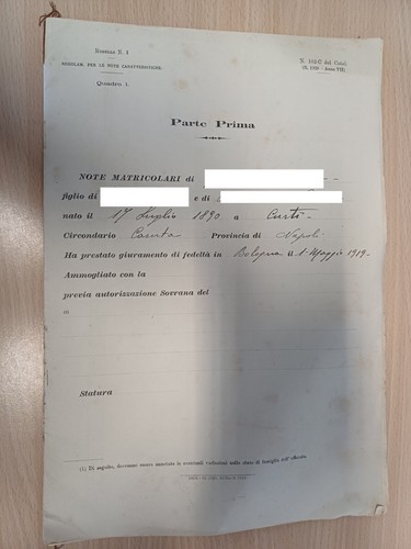 Documento pluridecorato - documento, 1^