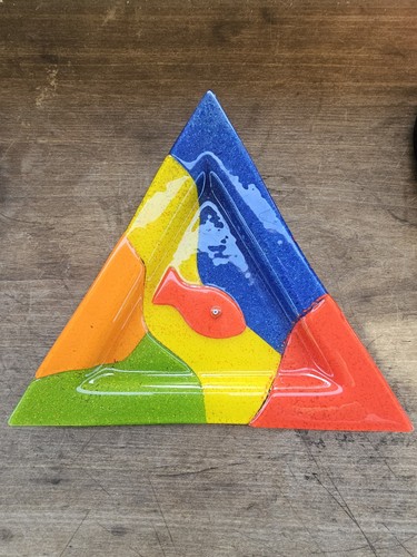 Piatto triangolo vetro fuso - piatto,