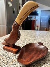 Coppia Di Sculture Vintage In Legno Fatte A Mano A Manaus Amazzonia Brasile