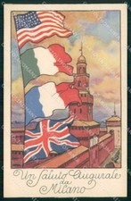 Milano Città Saluto Augurale da Propaganda WWI Bandiera cartolina RT5654