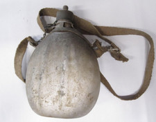 Vecchia antica borraccia vintage in alluminio latta militare d'epoca collezione