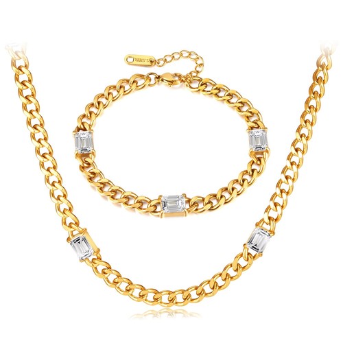 Steel cubic zirconia collana - s.steel,