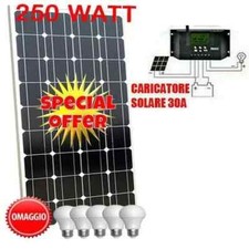 KIT FOTOVOLTAICO 2 KW PANNELLO 250W CAMPER NAUTICA ACCUMULO CON REGOLATORE 30A