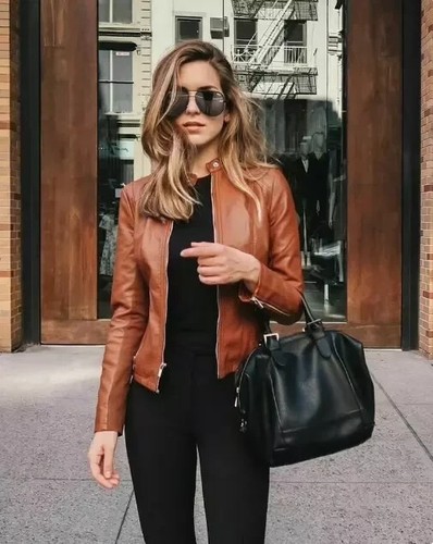 Giacca pelle donna slim - , fit