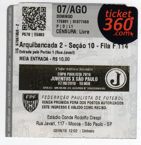 Biglietto bra juventus san - bra,