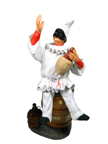Pulcinella con fiasco vino - pulcinella, su