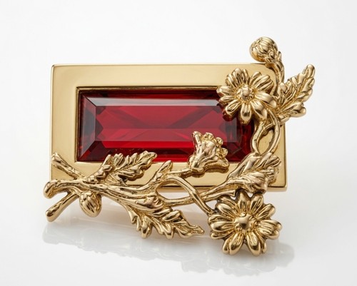 Spilla fiore cristallo rosso - fiore,