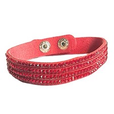 Bracciale di pelle con strass da donna braccialetto cinturino colorato in