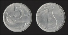 5 LIRE 1996 DELFINO E TIMONE -