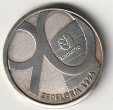 NEW HOLLAND TRATTORI MACCHINA MOVIMENTO TERRA ZEDELGEM 1996 MEDAGLIA IN ARGENTO