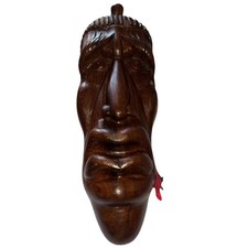Maschera Etnica In Legno Marrone 31,5x10cm 