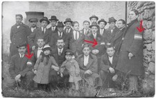 Foto gruppo Prima Guerra Mondiale, uomini con bracciale esentati fronte, Genova