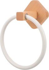 Porta Asciugamani Da Parete in Legno Bianco Anello Portasciugamano Bagno Salvasp