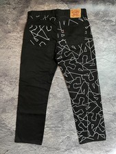 Jeans Levi's 505 personalizzati unici W36 L30 - monogramma dipinto a mano lettera "A"