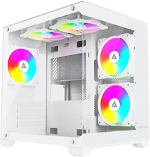 Prism-Wh Prism Micro-Atx Gaming PC Cube Case con 5 ventole ARGB da 120 mm, modalità 366 RGB