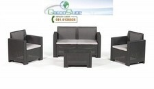 Divano 2 sedute con Poltrone e Tavolino/Salottino per Esterno/Giardino Antracite