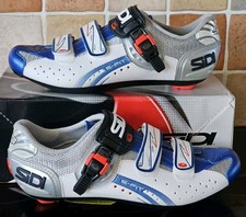 SCARPE CICLISMO UOMO SIDI GENIUS 5 FIT CARBON BIANCO/BLU 44 1/2 NUOVE IBOX NUOVE CON ETICHETTE 