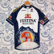 SIBILLE CYCLING JERSEY VINTAGE 90S FESTINA WATCHES CLOCKS PEUGEOT CICLISMO SHIRT